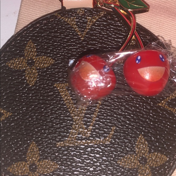 Monogram Lv mirror purse/bag charm w/Red Cherries - Picture 4 of 6